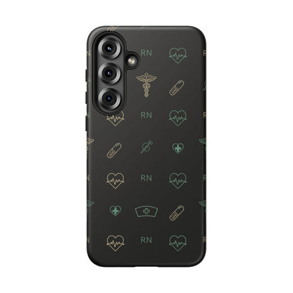 RN Nurse Phone Case – Minimal Medical Icon Pattern Healthcare Worker Tough Case