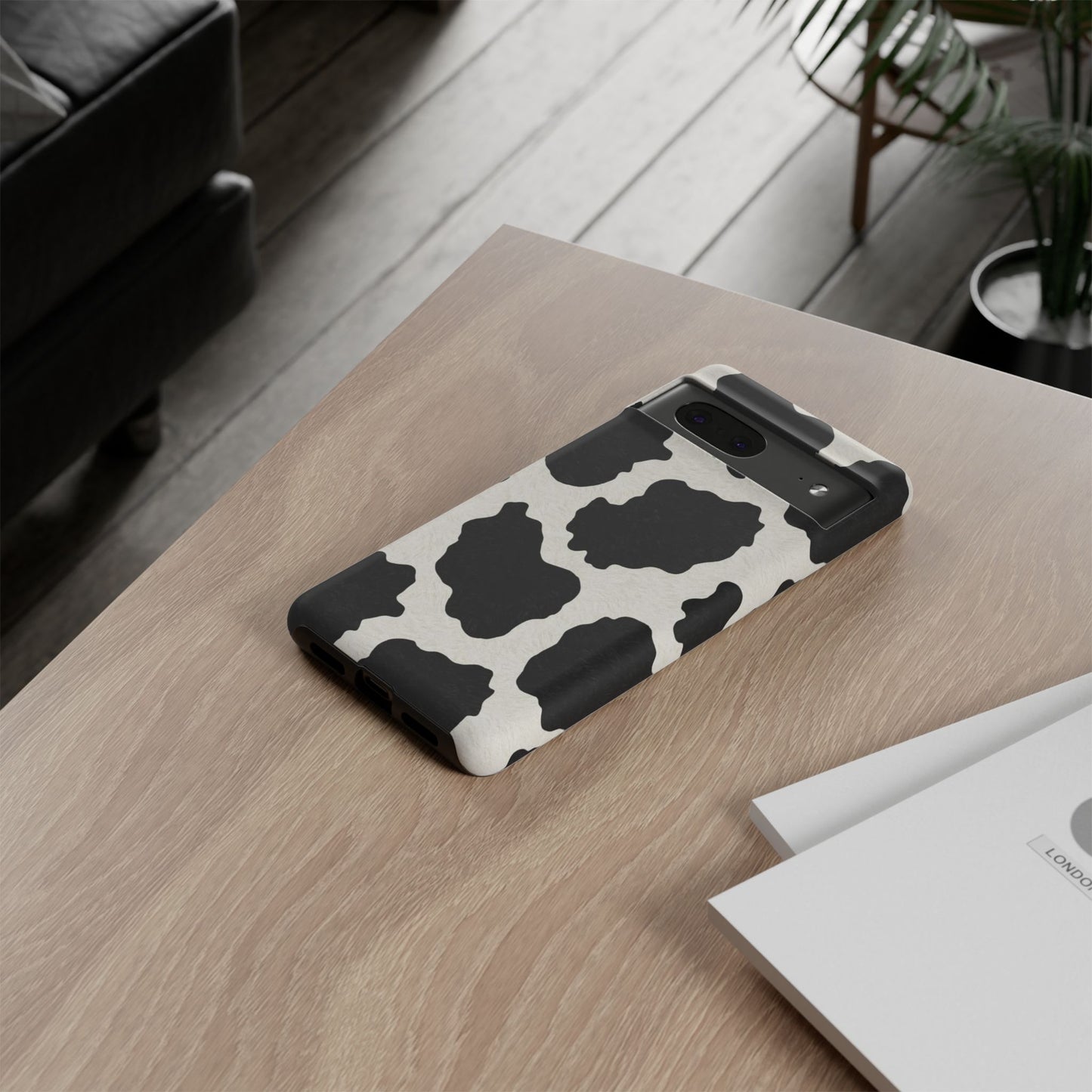 Black & White Cow Print Phone Case | Western Aesthetic iPhone & Samsung Tough Case