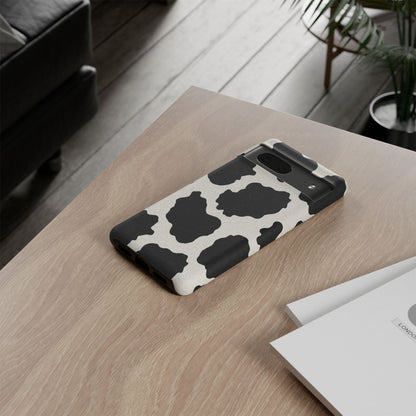Black & White Cow Print Phone Case | Western Aesthetic iPhone & Samsung Tough Case