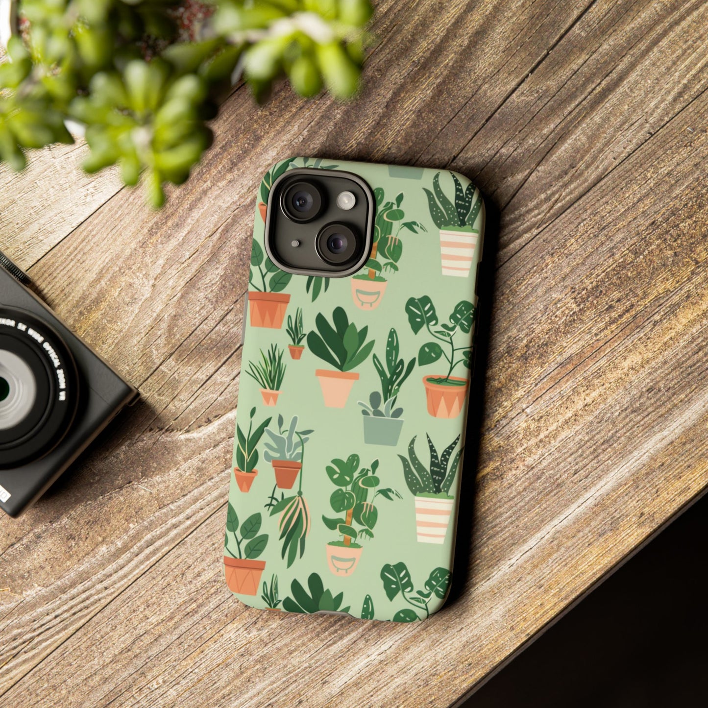 Plant Lover Phone Case | Cute Potted Plants Pattern | Botanical Aesthetic Tough Case