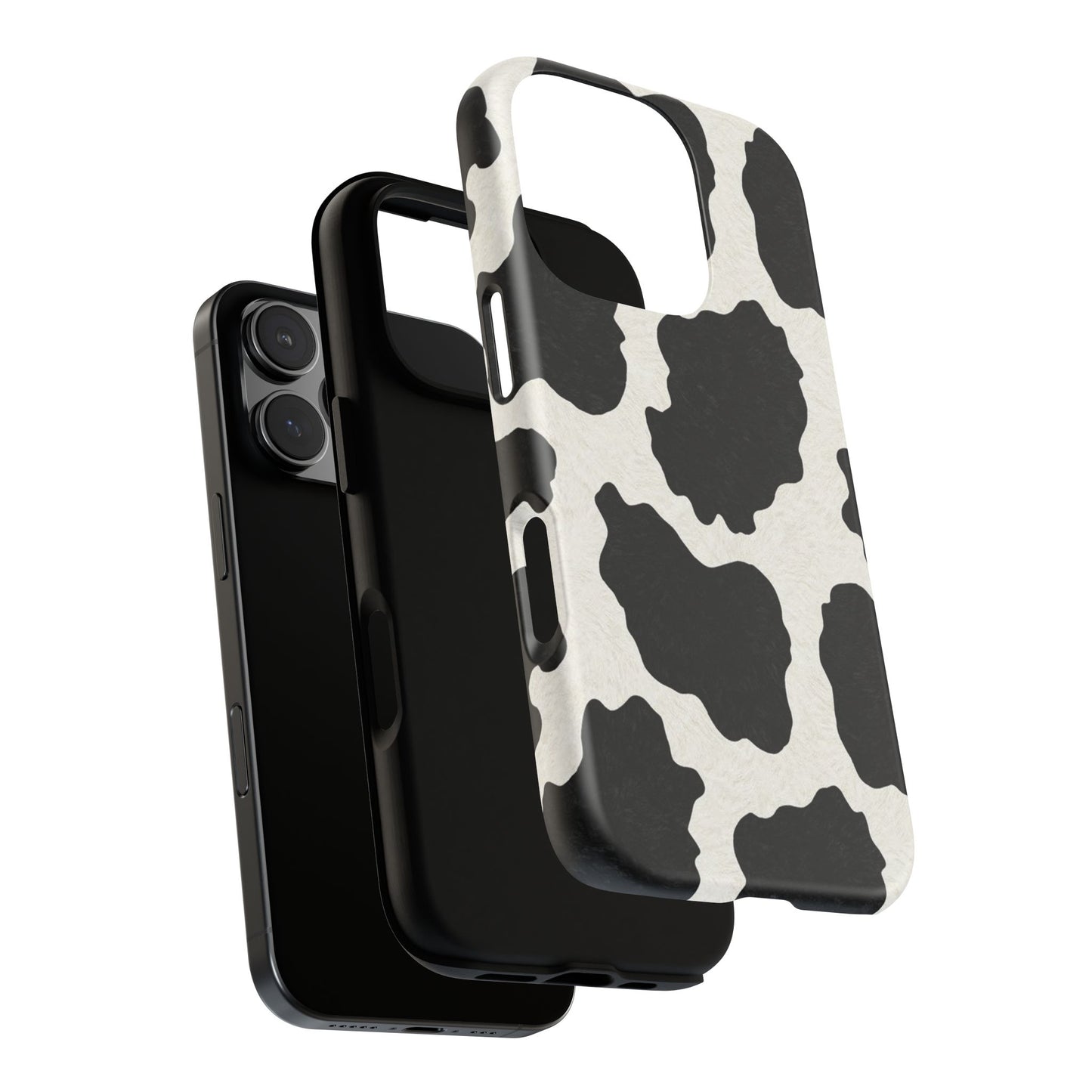 Black & White Cow Print Phone Case | Western Aesthetic iPhone & Samsung Tough Case