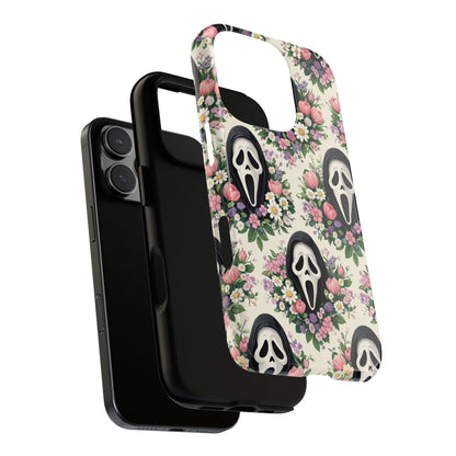Floral Ghost Face Aesthetic Phone Case – Cute Spooky Tough Cover