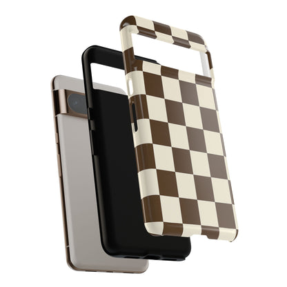 Mocha Checkerboard Phone Case | Neutral Aesthetic Tough Case