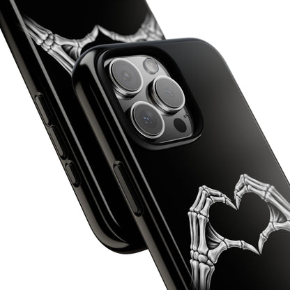 Skeleton Hands Heart Phone Case | Gothic Black Protective Cover