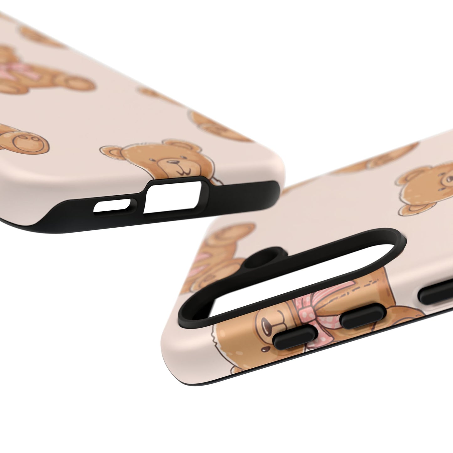 Teddy Bear Phone Case | Cute Coquette Aesthetic Pink Bear Pattern Case | Kawaii Soft Girl iPhone & Samsung Tough Protective Case