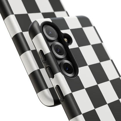 Black & White Checkerboard Phone Case – Classic Aesthetic Tough Protective Case