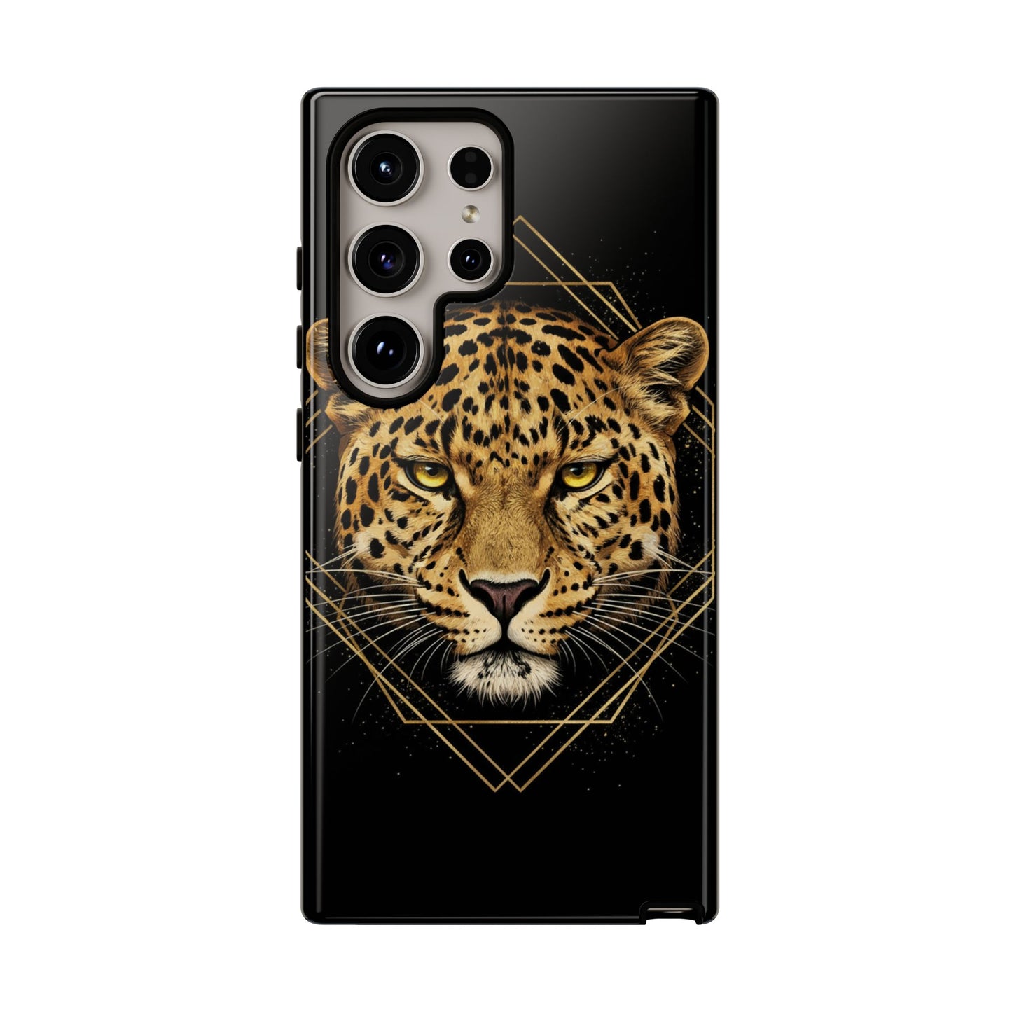 Leopard Phone Case – Black Gold Leopard Head Luxury Animal Tough Case
