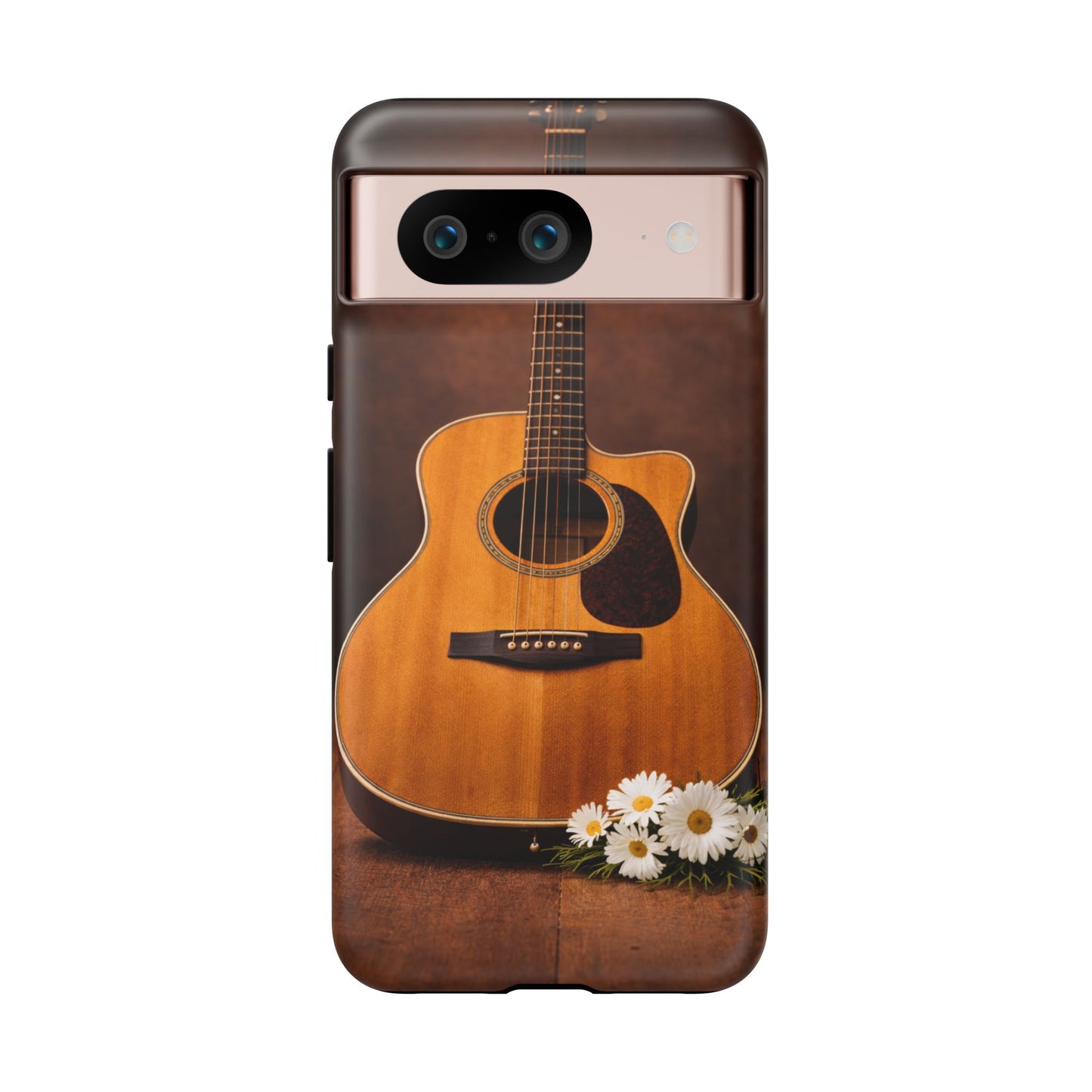 Acoustic Guitar Daisy Phone Case | Rustic Music Lover Tough Cover