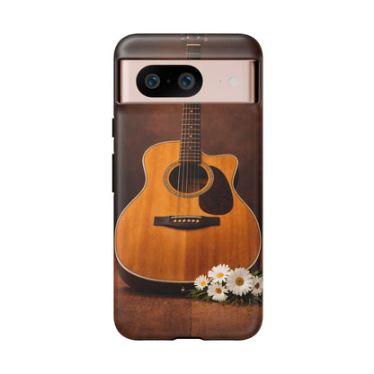 Acoustic Guitar Daisy Phone Case | Rustic Music Lover Tough Cover