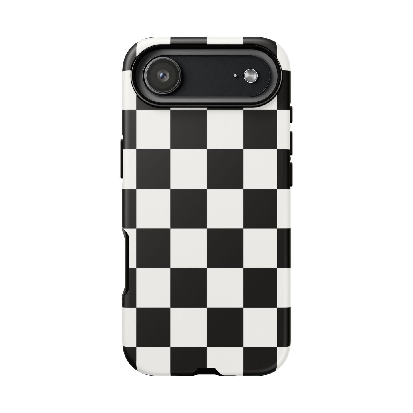 Black & White Checkerboard Phone Case – Classic Aesthetic Tough Protective Case