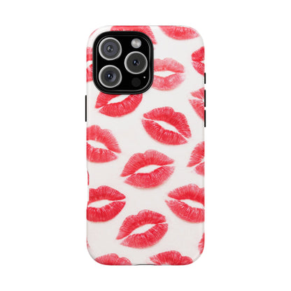 Red Lipstick Kiss Phone Case – Sexy Lip Print Pattern Tough Protective Cover