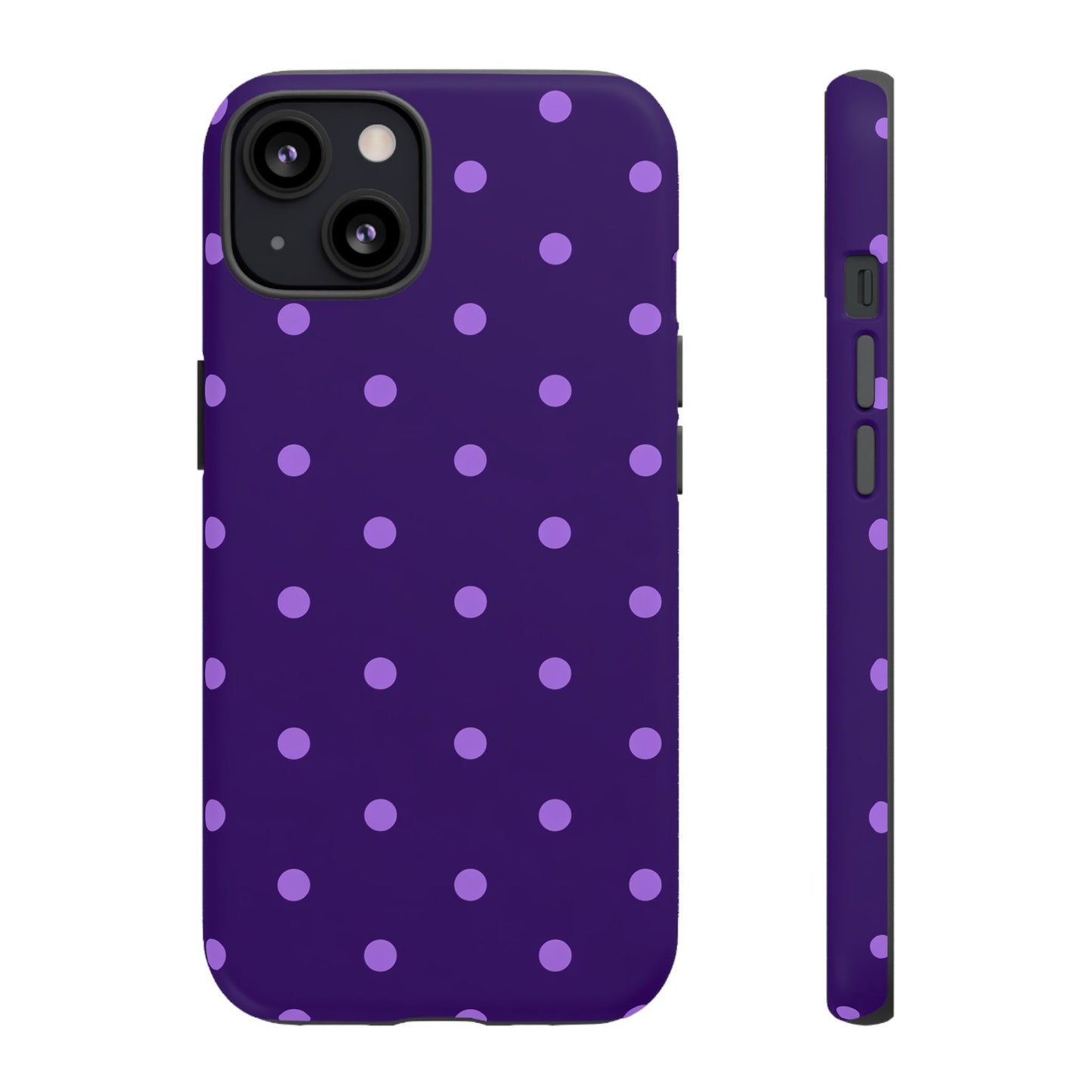 Purple Polka Dot Tough Phone Case – Cute Stylish Durable Protective Cover for Iphone, Samsung Galaxy and Pixel