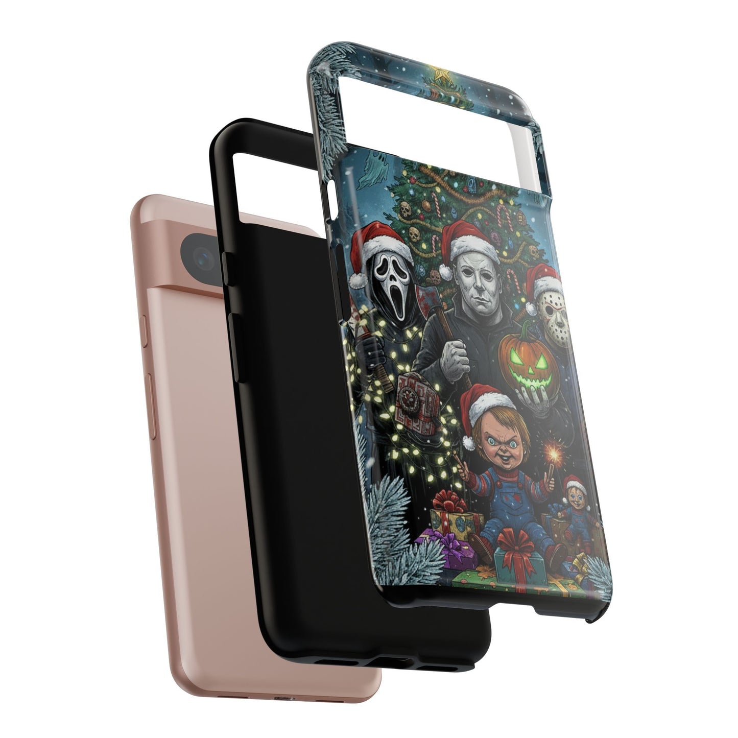 Christmas Horror Phone Case – Festive Slasher Collage Tough Case (iPhone, Samsung, Pixel)