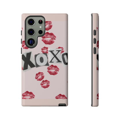 XOXO Kiss Print Phone Case | Coquette Valentine Aesthetic | Cute Pink Lipstick Kiss Tough Case for iPhone & Samsung