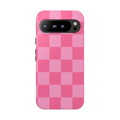 Pink Checkerboard Phone Case | Cute Aesthetic Checkered iPhone & Samsung Tough Case