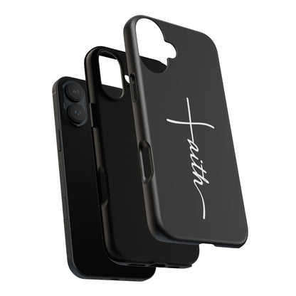 Faith Cross Phone Case, Christian Aesthetic Minimalist Black Matte Case, Religious Gift iPhone Samsung Cover