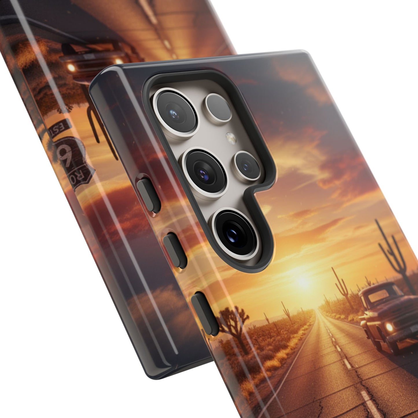 Route 66 Sunset Desert Highway Phone Case – Road Trip Travel Aesthetic Tough Case