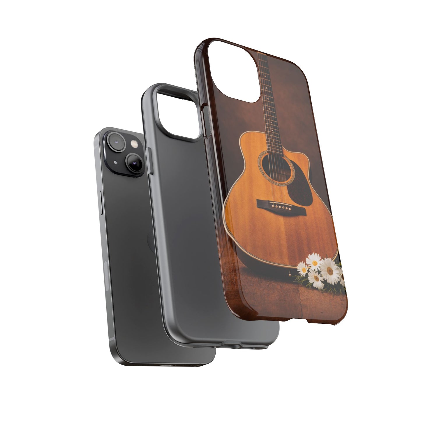 Acoustic Guitar Daisy Phone Case | Rustic Music Lover Tough Cover
