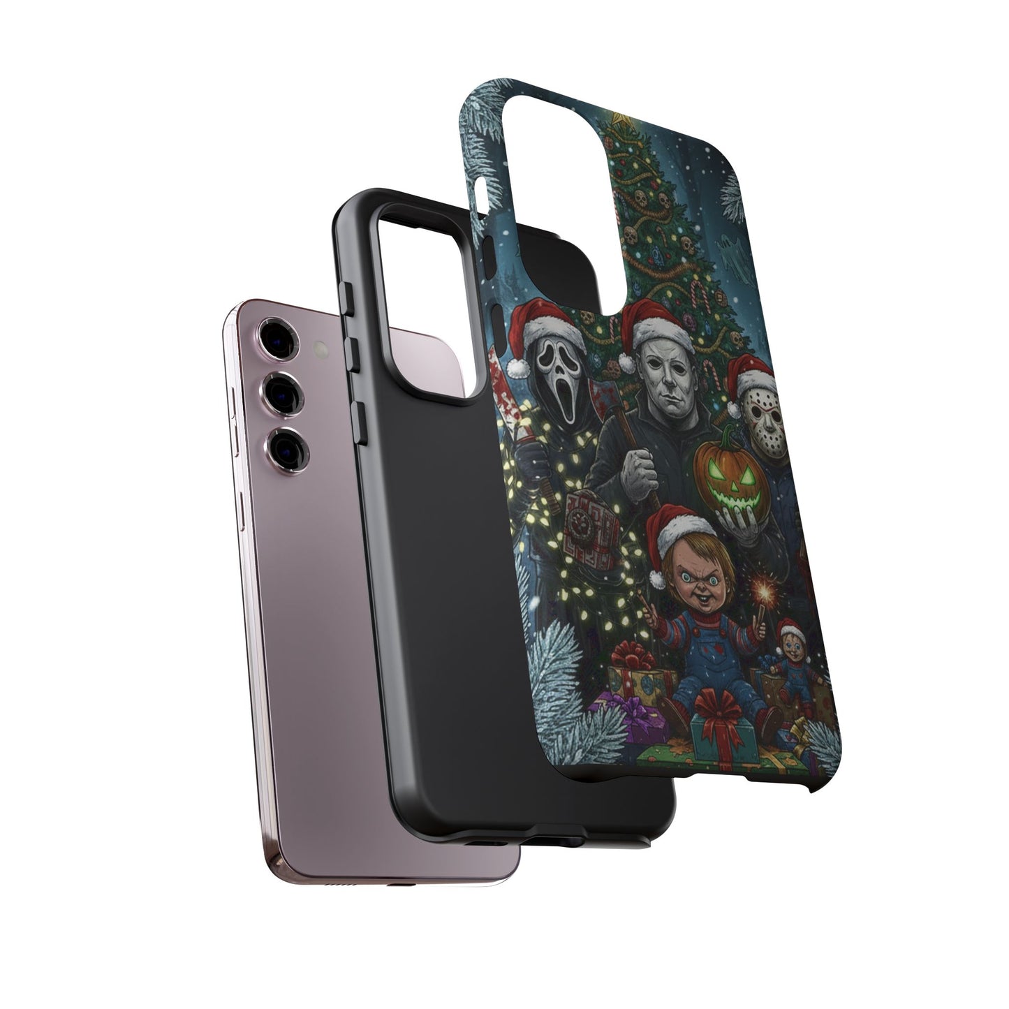 Christmas Horror Phone Case – Festive Slasher Collage Tough Case (iPhone, Samsung, Pixel)