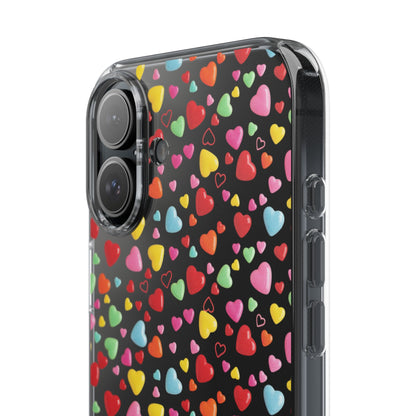 Colorful Heart Clear Phone Case | Impact-Resistant Valentine Aesthetic Case