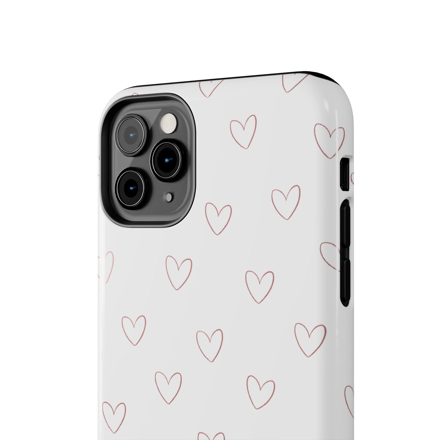 Hand-Drawn Hearts Tough Phone Case | Minimal Pink Heart Pattern