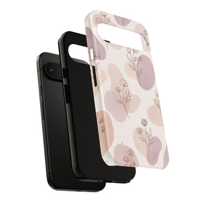 Blush Floral Phone Case Neutral Botanical Watercolor Tough Cover