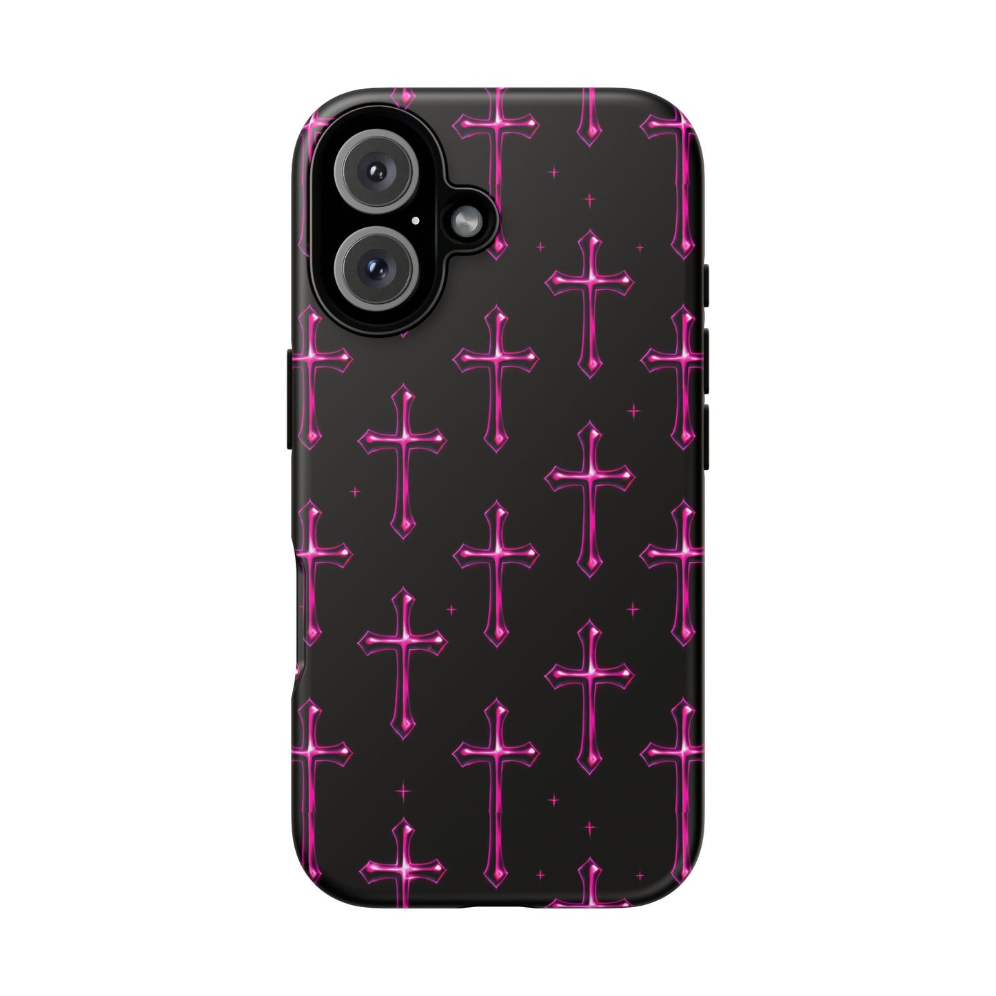 Neon Pink Cross Pattern Phone Case | Tough Protective Case for Iphone, Samsung Galaxy and Pixel