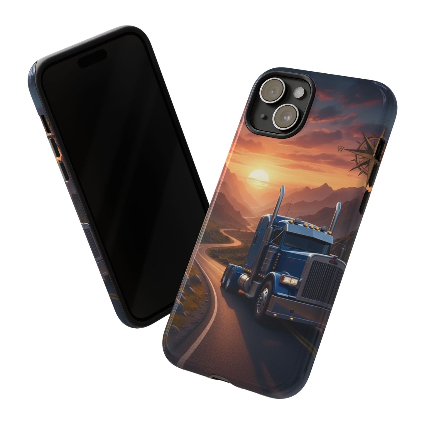 Semi Truck Sunset Phone Case | Trucker Gift | Diesel Truck Highway Road iPhone & Samsung Tough Protective Case