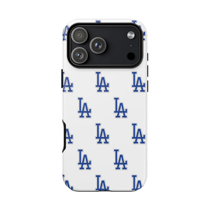 Blue LA Monogram Pattern Phone Case | Minimal Baseball Inspired Tough Cover