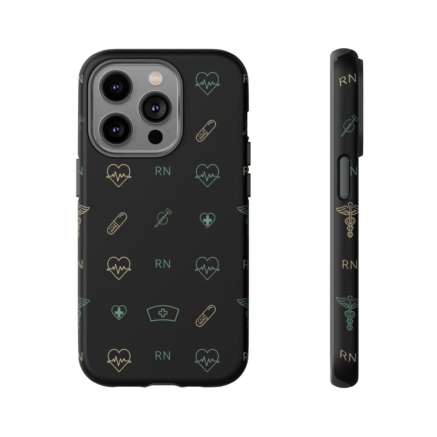 RN Nurse Phone Case – Minimal Medical Icon Pattern Healthcare Worker Tough Case