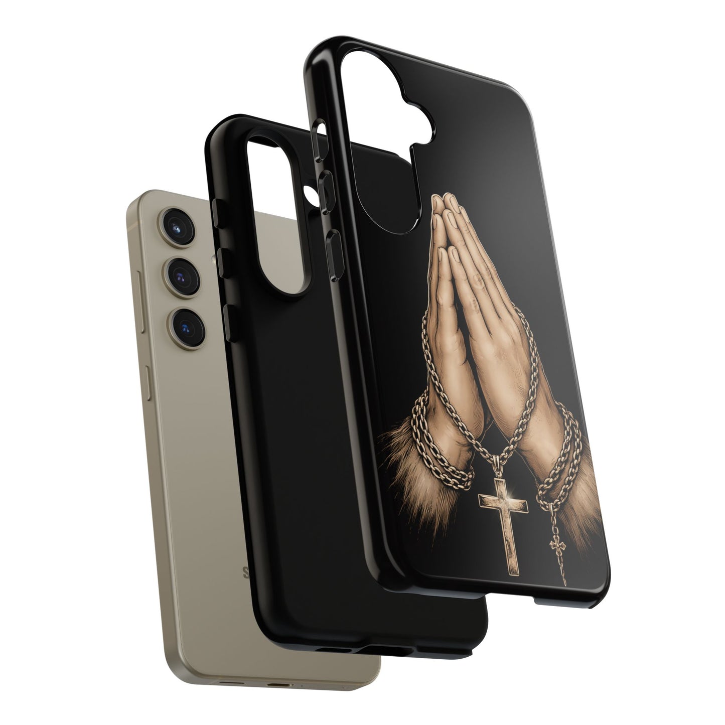 Praying Hands Cross Phone Case – Christian Faith Scripture Cover