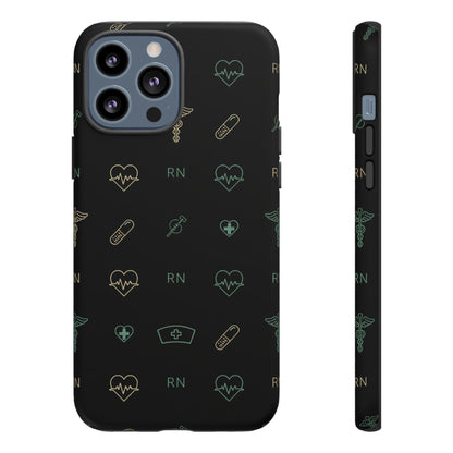 RN Nurse Phone Case – Minimal Medical Icon Pattern Healthcare Worker Tough Case