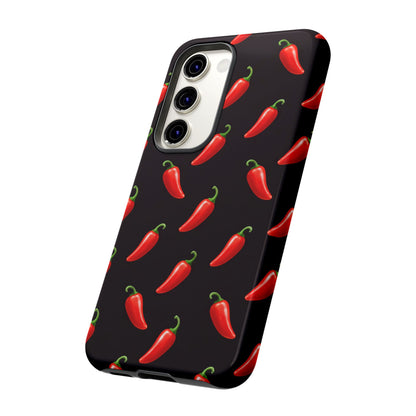 Spicy Chili Pepper Phone Case – Black Cute Hot Pepper Tough Cover for Iphone, Samsung Galaxy and Pixel