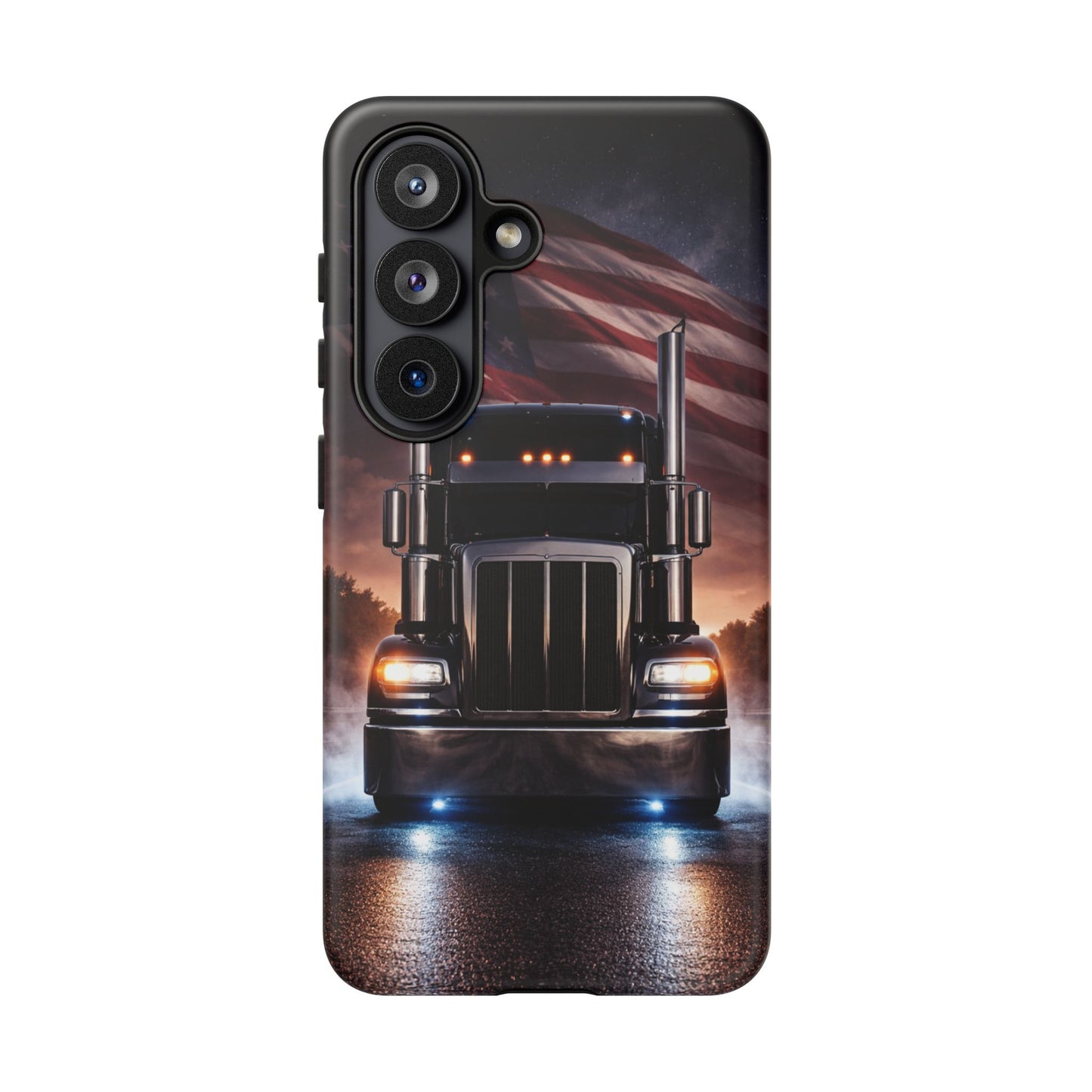 Semi Truck Phone Case American Flag Big Rig Trucker Gift iPhone Samsung