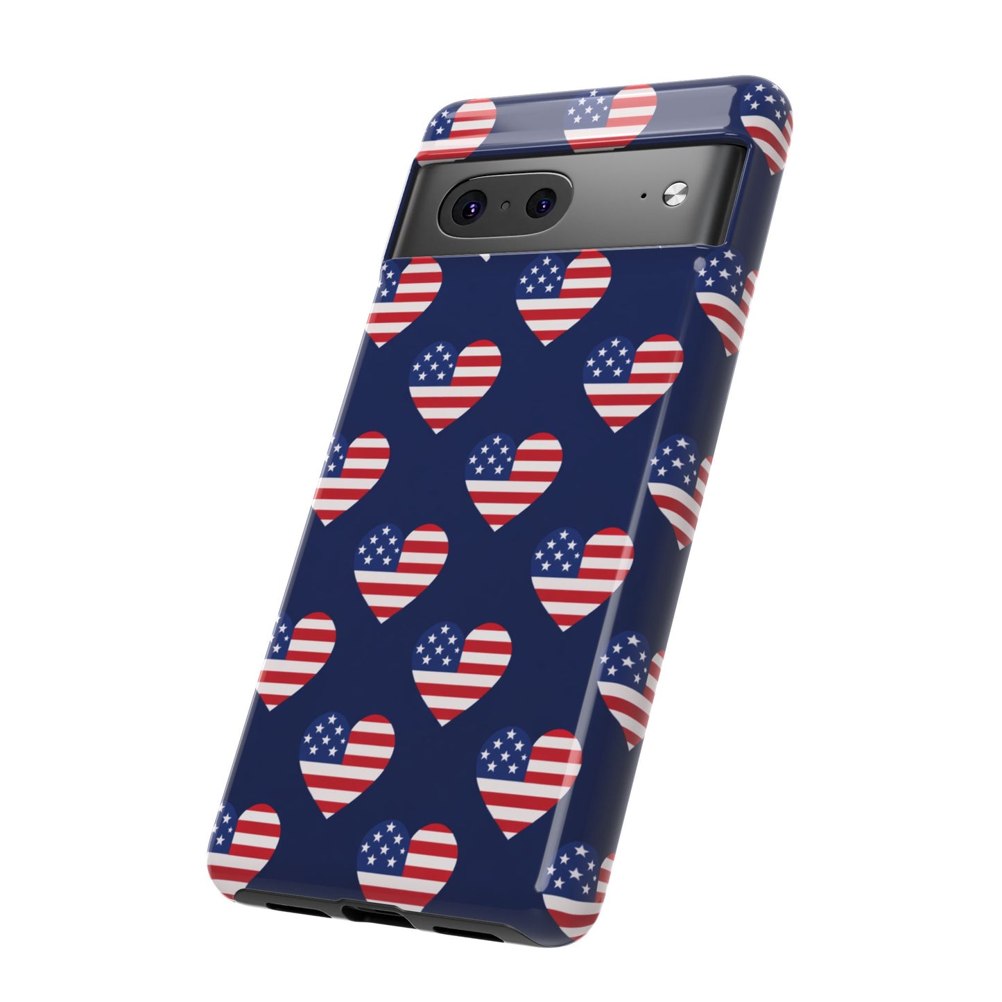 Patriotic American Flag Heart Phone Case – Tough Shockproof, USA Stars & Stripes for Iphone, Samsung Galaxy and Pixel