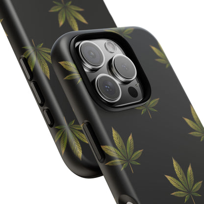 Cannabis Leaf Phone Case Green Weed Leaf Pattern Tough Protective Cover