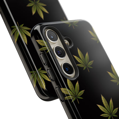 Cannabis Leaf Phone Case Green Weed Leaf Pattern Tough Protective Cover