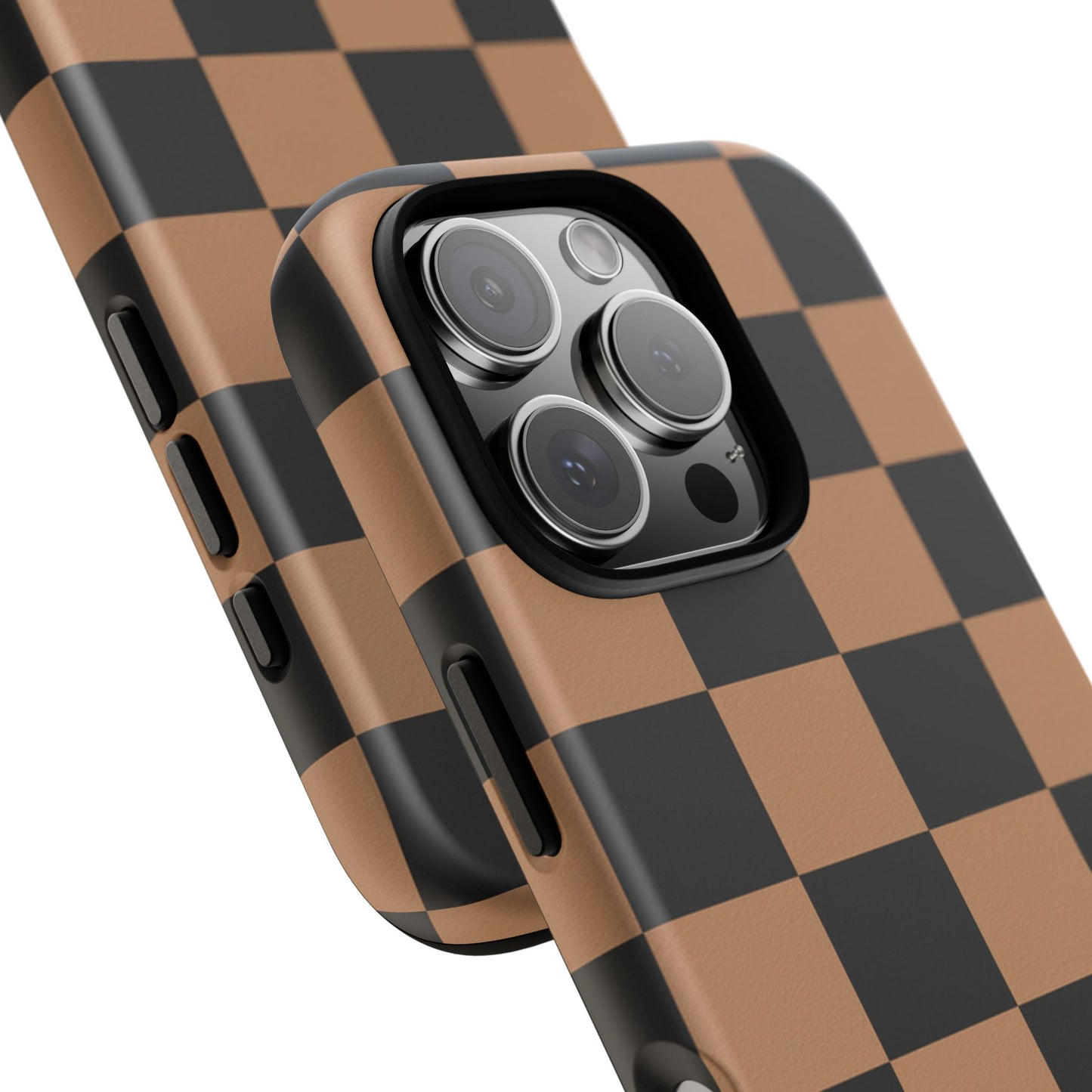 Brown Checkered Phone Case | Aesthetic Checkerboard iPhone & Samsung Tough Case