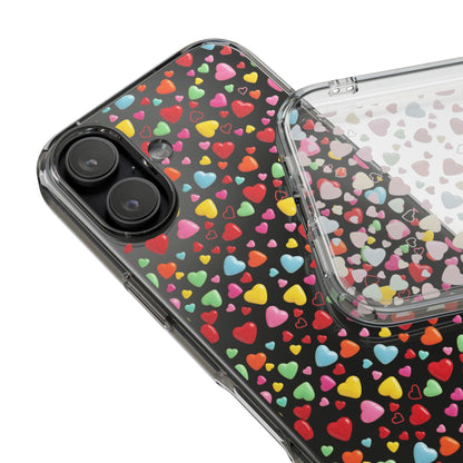 Colorful Heart Clear Phone Case | Impact-Resistant Valentine Aesthetic Case