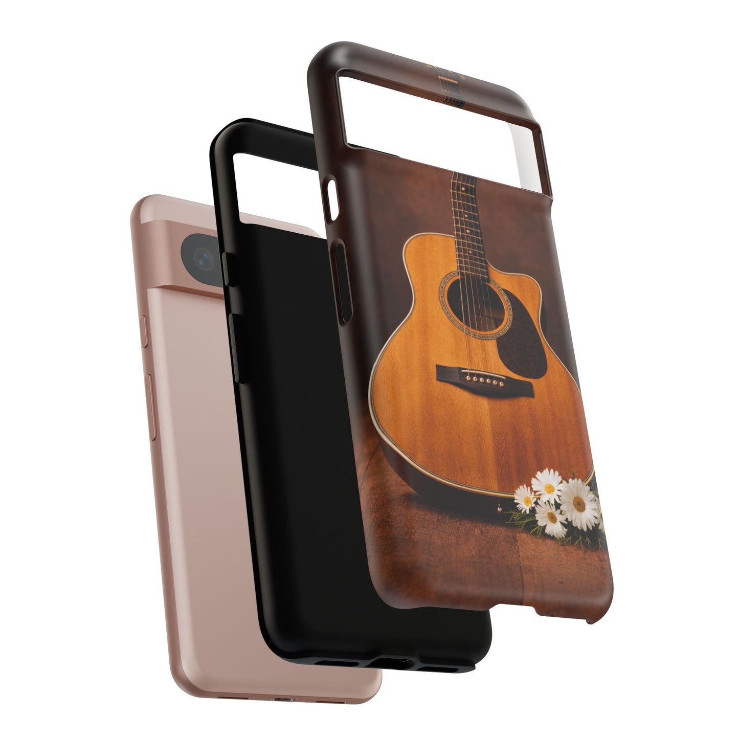 Acoustic Guitar Daisy Phone Case | Rustic Music Lover Tough Cover