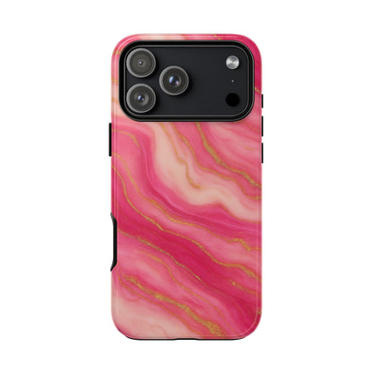 Pink Marble Phone Case | Rose Gold Swirl Aesthetic Tough Protective Case