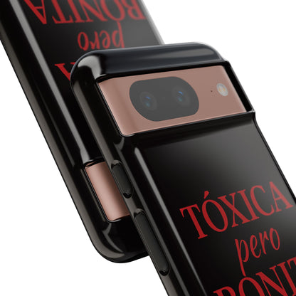 Toxica Pero Bonita Phone Case, Latina Quote Case, Red Lips Aesthetic, Spanish Saying Case, Trendy Tough Cover