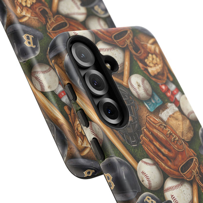 Baseball Gear Collage Phone Case – Vintage Baseball Equipment Sports Tough Case