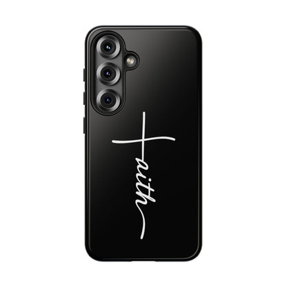 Faith Cross Phone Case, Christian Aesthetic Minimalist Black Matte Case, Religious Gift iPhone Samsung Cover