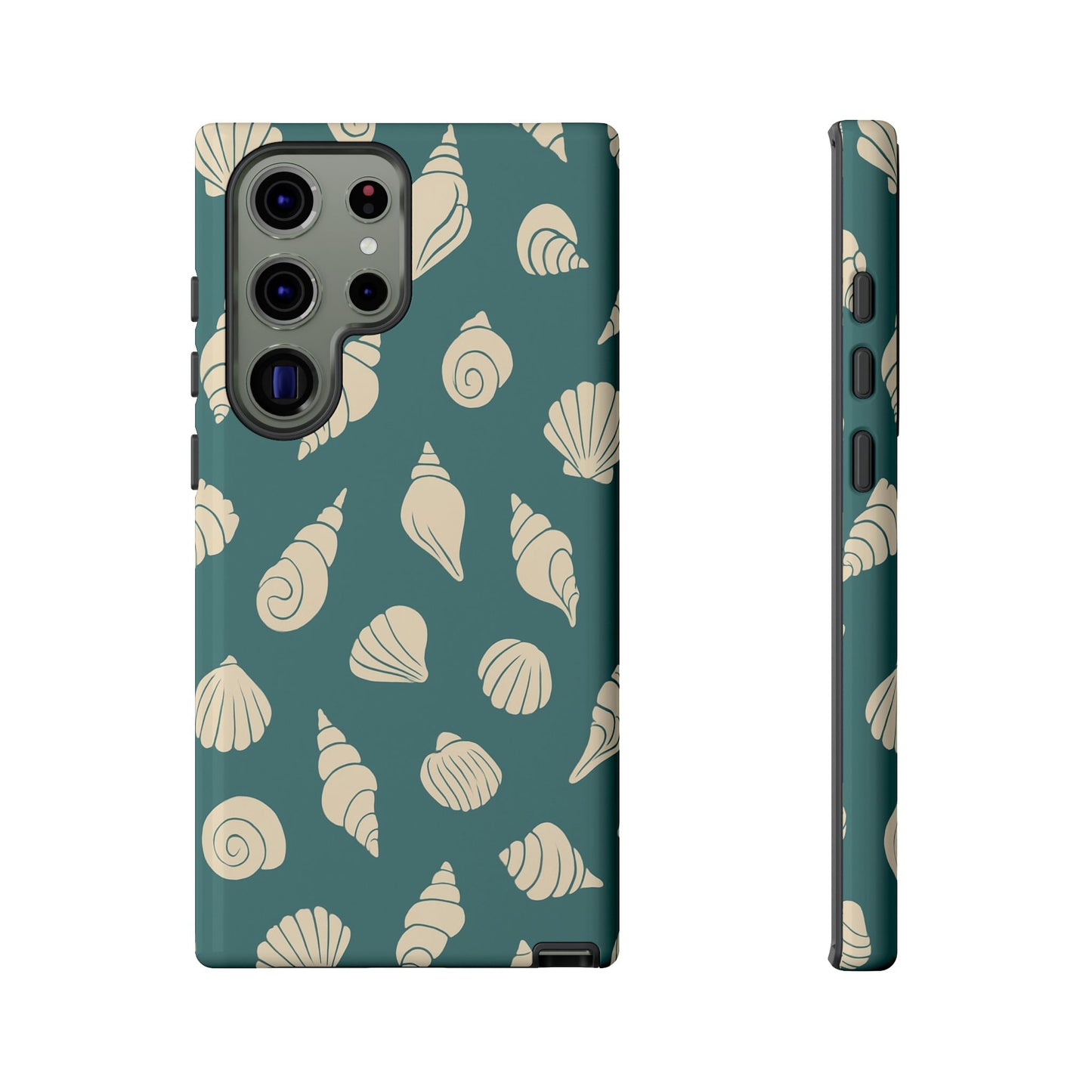 Seashell Pattern Phone Case | Teal Coastal Shells Tough Case for Iphone, Samsung Galaxy and Pixel