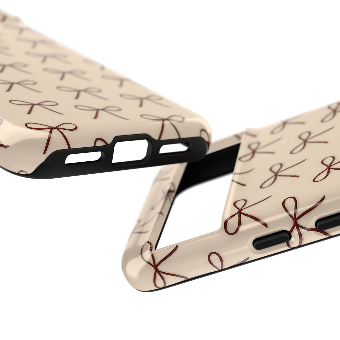 Coquette Bow Phone Case | Neutral Beige Aesthetic iPhone & Samsung Tough Case