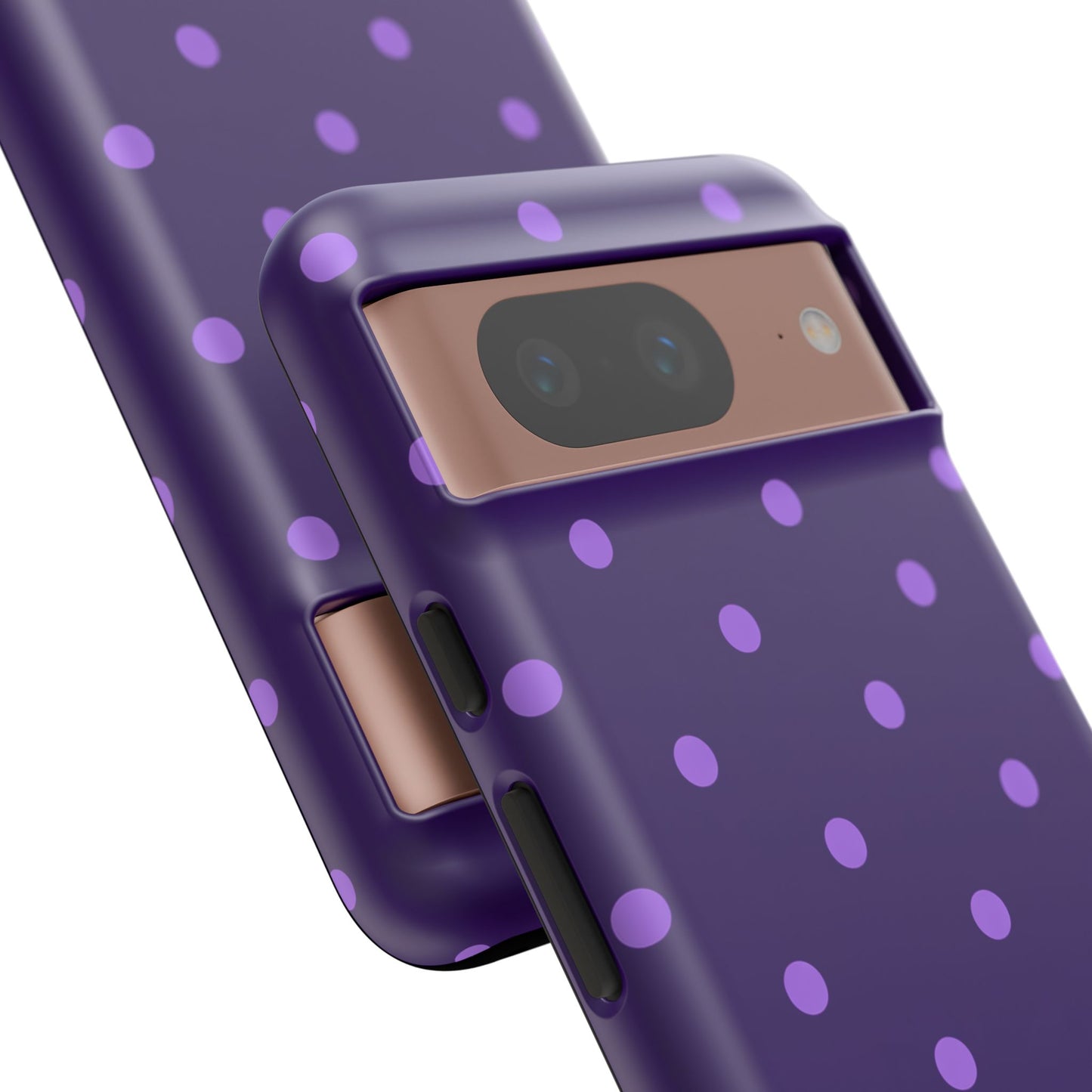 Purple Polka Dot Tough Phone Case – Cute Stylish Durable Protective Cover for Iphone, Samsung Galaxy and Pixel