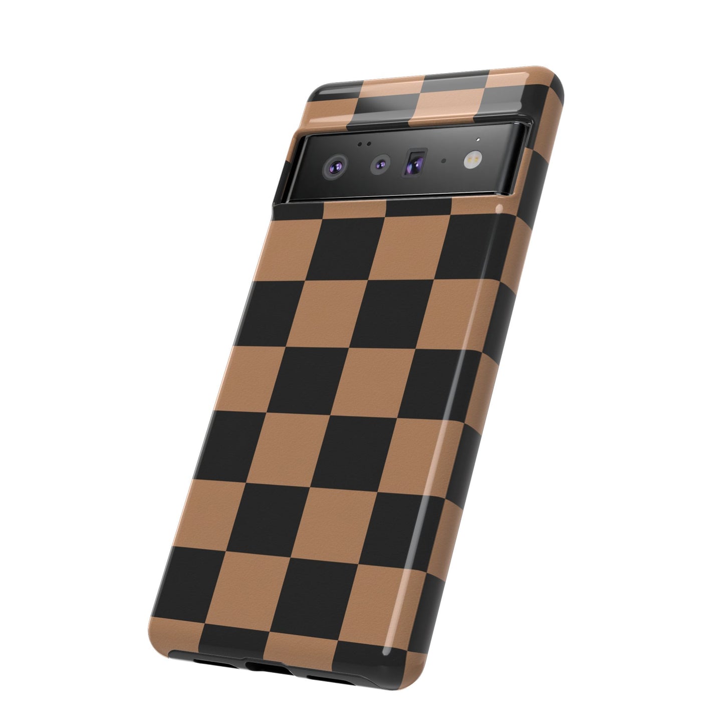 Brown Checkered Phone Case | Aesthetic Checkerboard iPhone & Samsung Tough Case