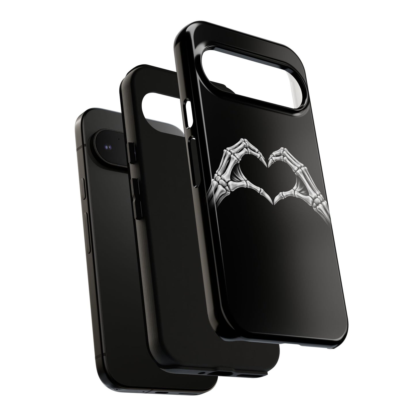 Skeleton Hands Heart Phone Case | Gothic Black Protective Cover