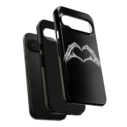 Skeleton Hands Heart Phone Case | Gothic Black Protective Cover